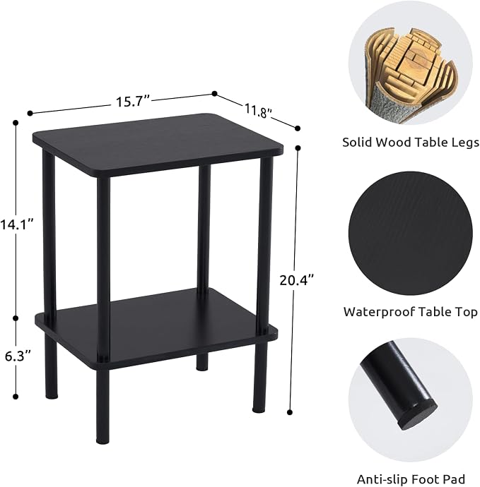 Apicizon 2 Tier End Table Set of 2, Small Side Table - Image 3