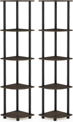 Furinno TURN-N-TUBE Corner Shelf Set of 2, 5-Tier Corner Bookshelf, Open - Image 5