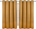 Blackout Curtains 66 x 54 Inch Long Mustard Yellow Curtains Set of 2 Panels - Image 2