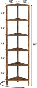 TUTOTAK Corner Shelf with LED Light, 6-Tier Corner Bookshelf - Image 2