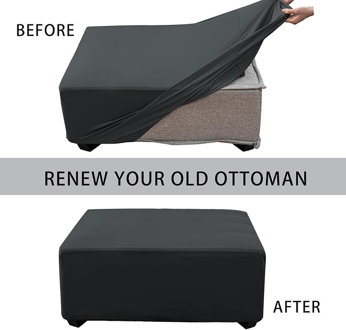 Super Stretch Ottoman Cover- Soft Form Fit Ottoman Cover Rectangular Ottoman - Image 4