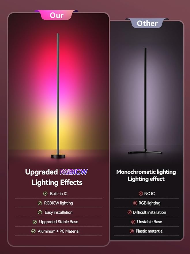 OIYN Smart RGBICW LED Corner Floor Lamp 2 Pack - Image 6