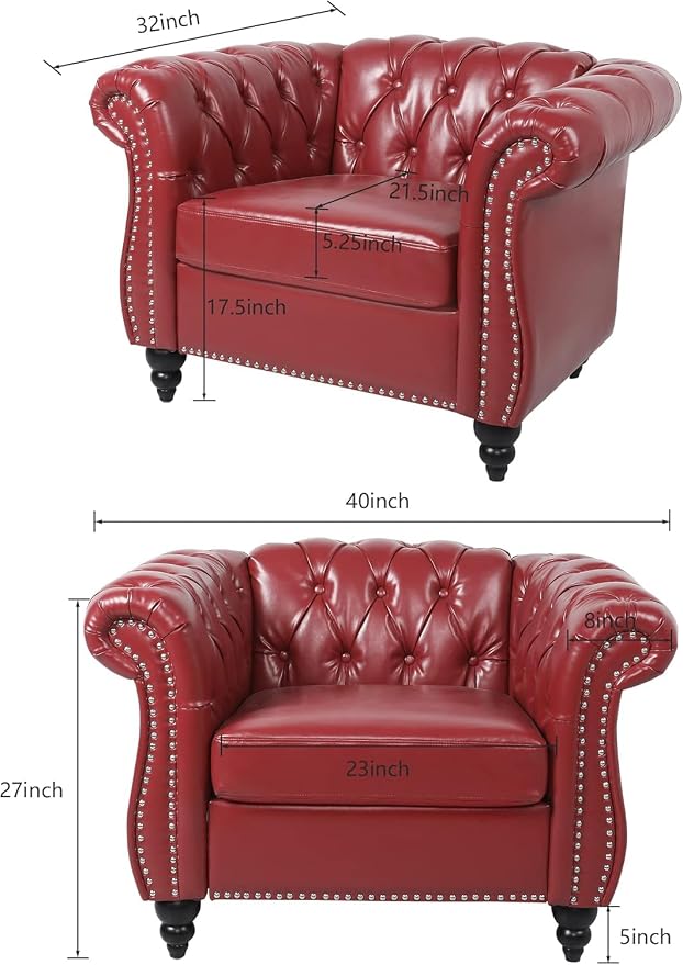 AVZEAR Leather Upholstered Armchair, Single Sofa Chair - Image 2