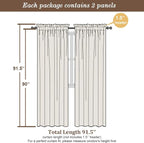 Chyhomenyc White Sheer Curtains 90 Inches Long 2 Panels, Light Filtering White - Image 2