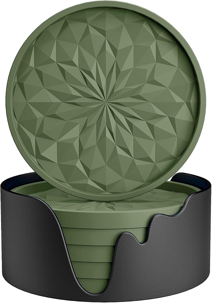 ME.FAN Silicone Coasters with Holder, Drinking Coasters by MEFAN