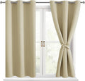 Blackout Curtains for Bedroom, Light Beige, 42 x 54 Inch, 2 Panels | Thermal by Hiasan