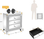 VINGLI Mirrored Nightstands Set of 2, Modern Bedside Table 3 Drawer Glass Side - Image 3