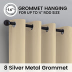 SimpleHome Beige 100% Blackout Curtains Room Darkening Living Room 84 Inch | - Image 6