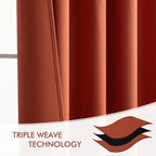 MIULEE Fall Burnt Orange Back Tab Blackout Curtains 52"x96" Length 2 Panels | - Image 7