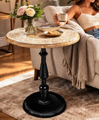 Side Tables-Hand Carved Vintage Boho Folding End Tables - Image 6