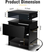 Nightstand with Induction Light & Side Charging Station, Modern Bedside Table - Image 2