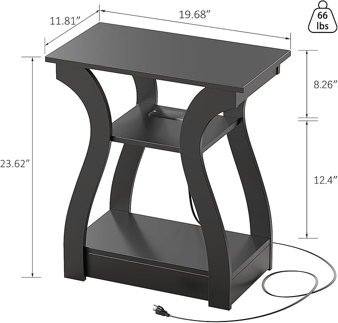 FROMJBEST End Table with Charging Station, Side Table with USB Ports and Outlets - Image 2
