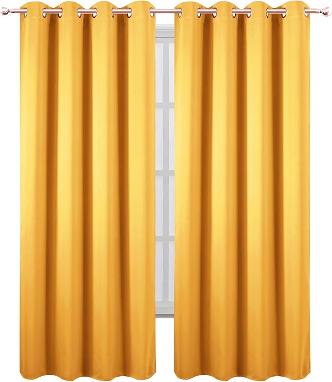 Blackout Curtains 52 x 90 Inch Long Yellow Curtains Set of 2 Panels Room - Image 2
