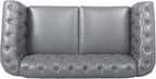 LEVNARY Leather Sofa, Chesterfield Tufted Upholstered 2 Seater Couch, Modern - Image 4