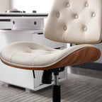 Armless Home Office Chair with Wheels, PU Leather Adjustable Height Computer - Image 3