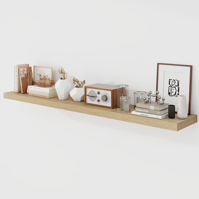 Acovy 55 Inch Floating Shelves, 9.3" Deep Floating Shelf Wall Mounted, Rustic by Acovy