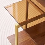 LumFurn Glass End Table, Mid-Century Modern Design Sofa Table, L41 x W21 x H17 - Image 6