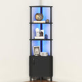 HOOBRO Corner Cabinet with LED Light, Corner Shelf Stand with Storage and Doors by HOOBRO