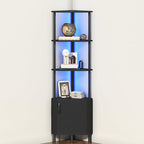 HOOBRO Corner Cabinet with LED Light, Corner Shelf Stand with Storage and Doors by HOOBRO