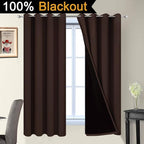 Yakamok Chocolate Brown Blackout Curtains 63 Inches Long 52" Wide, 2 Panels | - Image 2