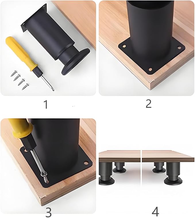4PCS Adjustable 9.64-16.6 Inch Metal Furniture Legs Black Furniture Replacement - Image 5