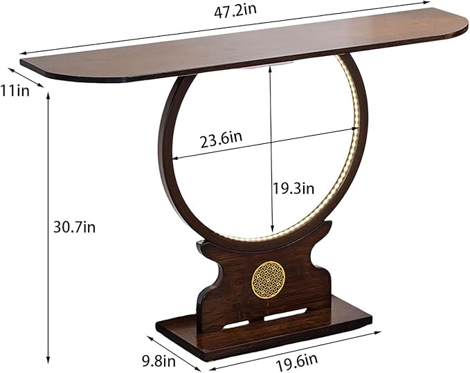 Wood Console Table for Entryway or Living Room, Circle Design - Image 2