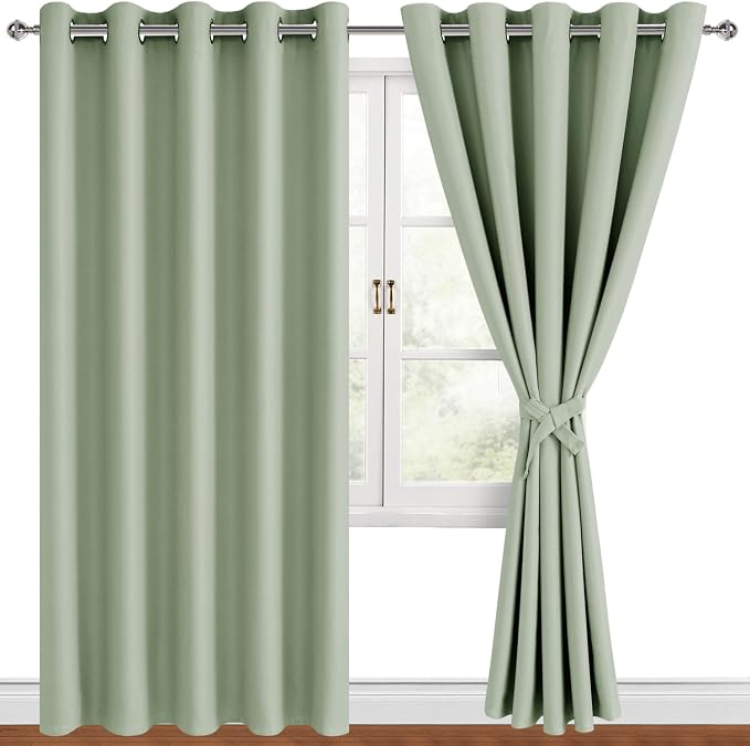 Grommet Blackout Curtains for Bedroom, 70 x 84 Inches Seafoam Green | Thermal - Image 8
