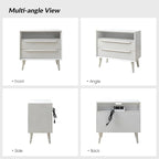 HULALA HOME End Table with Charging Station, Mid-Century Modern 2 Drawer and - Image 3