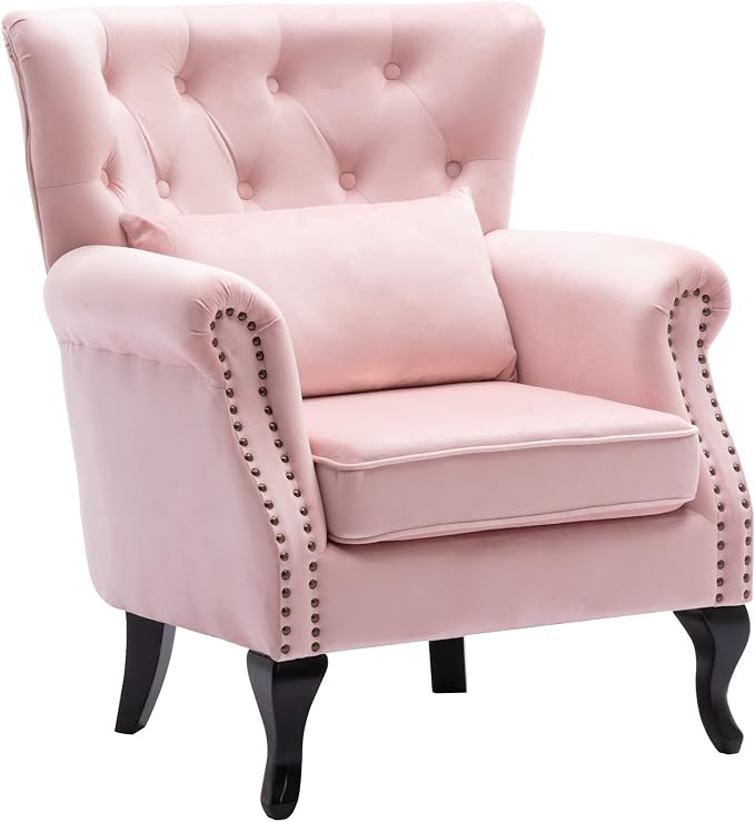 Mid Century Accent Chair for Living Room, Velvet Button Tufted Armchair - Image 4