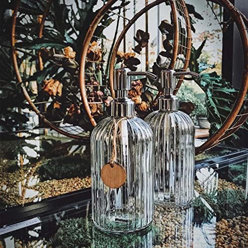 JASAI 2PACK 18 Oz Glass Soap Dispenser with Rust Proof Stainless Steel Pump - Image 6