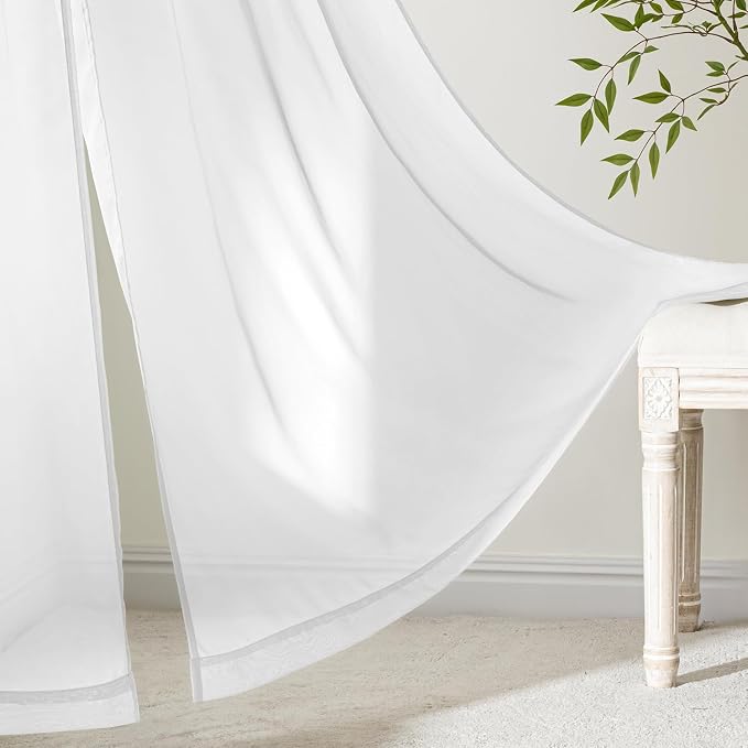 MIULEE 4 Panels White Extra Wide Sheer Curtains 59 x 63 Inches | Light Filtering - Image 6