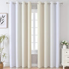 Beige and Greyish White Ombre Blackout Curtains Living Room 108 Inches Long | - Image 2
