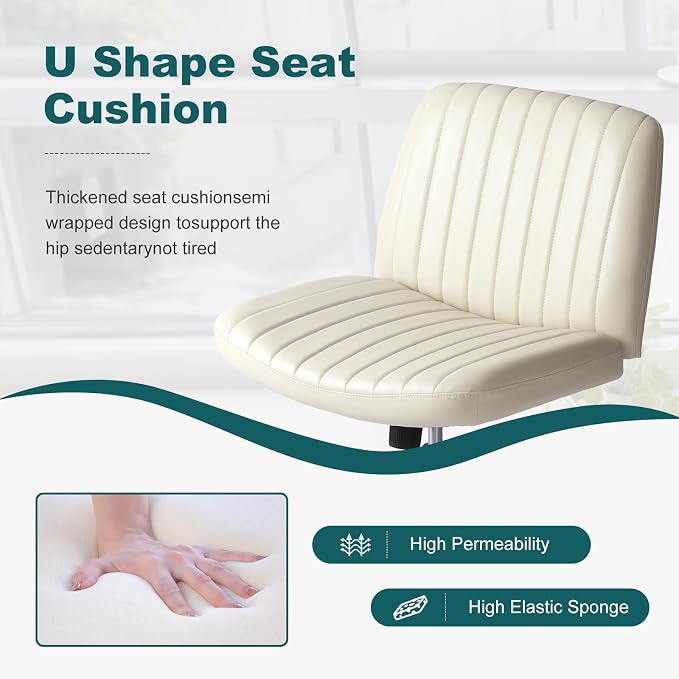 OLIXIS Criss Cross Legged Chairs Armless No Wheels Wide Seat Height Adjustable - Image 7