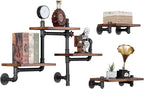 Industrial Floating Pipe Wall Shelves Rustic Wood Shelving, 5 Layer Pipe Design - Image 8