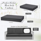 Newwiee 8 Pcs Stretch Patio Outdoor Cushion Covers Replacement, Dark Gray | 4 - Image 3