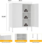 YAUWOH Metal Cabinet with 2 Doors and 4 Shelves，39.96" Tall Steel Office Cabinet - Image 2