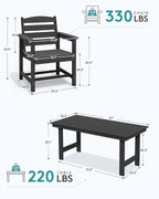 SERWALL Patio Dining Table Sets 5-Piece, Outdoor HDPE Dining Furniture Set - Image 4