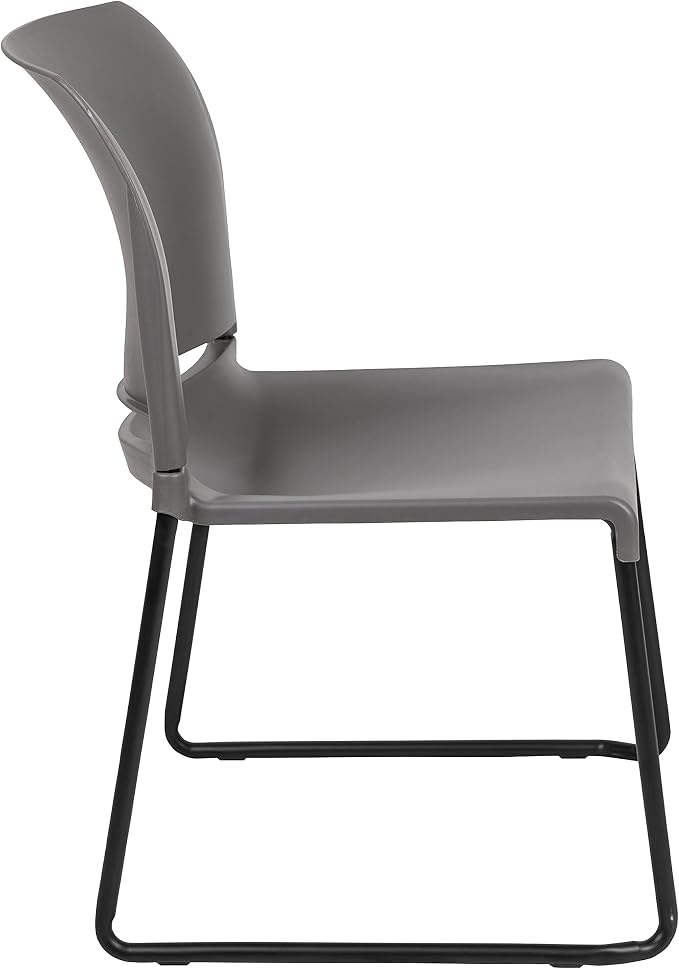 Flash Furniture HERCULES Series 880 lb. Capacity Gray Full Back Contoured Stack - Image 8