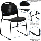 Flash Furniture HERCULES Series 880 lb. Capacity Black Ultra-Compact Stack Chair - Image 7