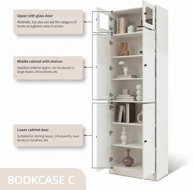 TUSY 85.5" Modern Tall Bookcase - Image 4