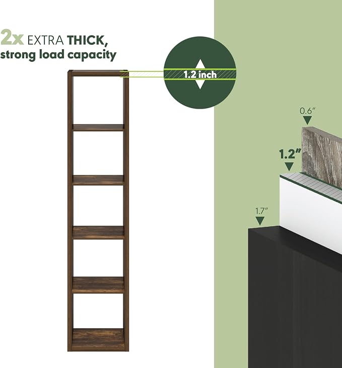 Furinno Cubicle Book Shelf, 5-Cube Bookshelf, Extra Thick Horizontally & - Image 3