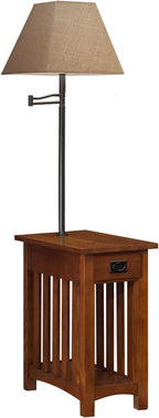 Leick Home Mission End Table, Solid Wood, Built-In-Lamp, 1 Drawer, Bottom by LeickFurniture