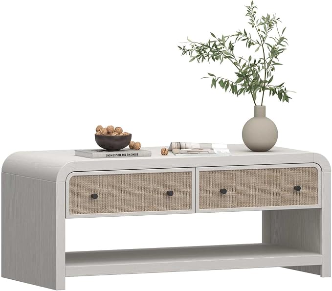 Oak&Sparrow 48'' Boho Coffee Table, Thickened Arc-Shaped Coffee Table by OakSparrow