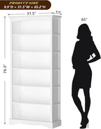 TVU 6-Tier Wooden Bookshelf, 76 Inch Tall Bookshelf - Image 3