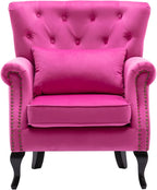 Mid Century Accent Chair Modern Button Tufted Armchair Wingback Club Chair by DMFurniture