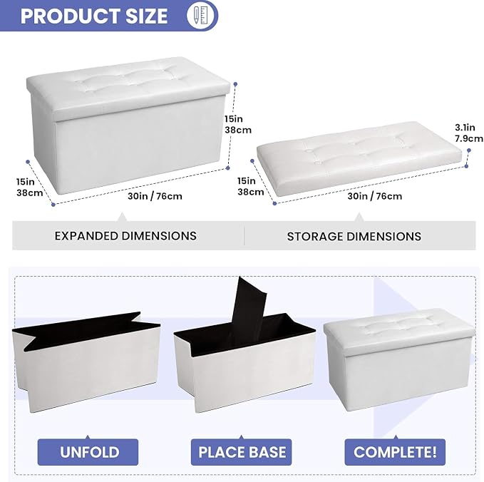 COSYLAND Ottoman Bench with Storage - Image 3