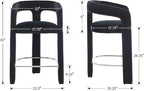 HNY 26 Inch Modern Tall Barrel Bar Stools Set of 2, Velvet Upholstered Barstools - Image 2