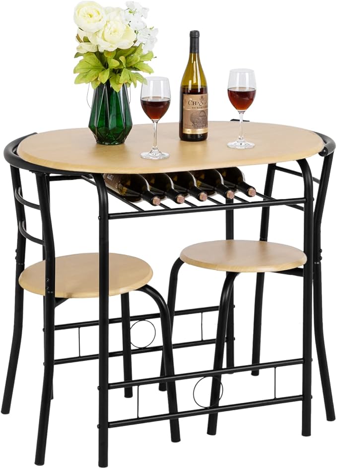 VINGLI 3 Piece Dining Set, Small Kitchen Table Set - Image 2