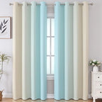 Aqua and Beige Ombre Blackout Curtains - Image 2