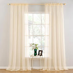 MIULEE Cream Beige Sheer Curtains 54 X 120 Inches, 2 Panels | Solid Color by MIULEE